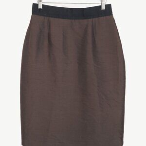 Valentino Brown Silk Shantung Pencil Skirt
